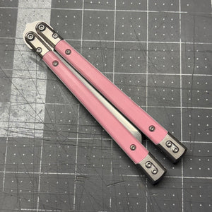 Revolution v2  Hand-ground D2 blade - Pink G10 inserts