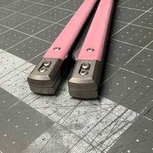 Revolution v2  Hand-ground D2 blade - Pink G10 inserts