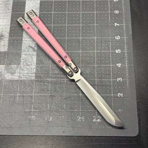 Revolution v2  Hand-ground D2 blade - Pink G10 inserts