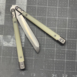 Revolution v2  Hand-ground D2 blade - Ghost Jade G10 inserts